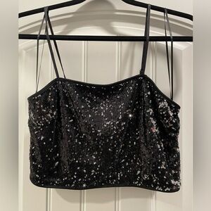 Honey Punch black sequin crop top